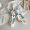 Skateboard Zubehör Damen Tulpen Socken Hase Katze Socken Kritzel Lässige Strumpfwaren Blumen Knöchelsocken
