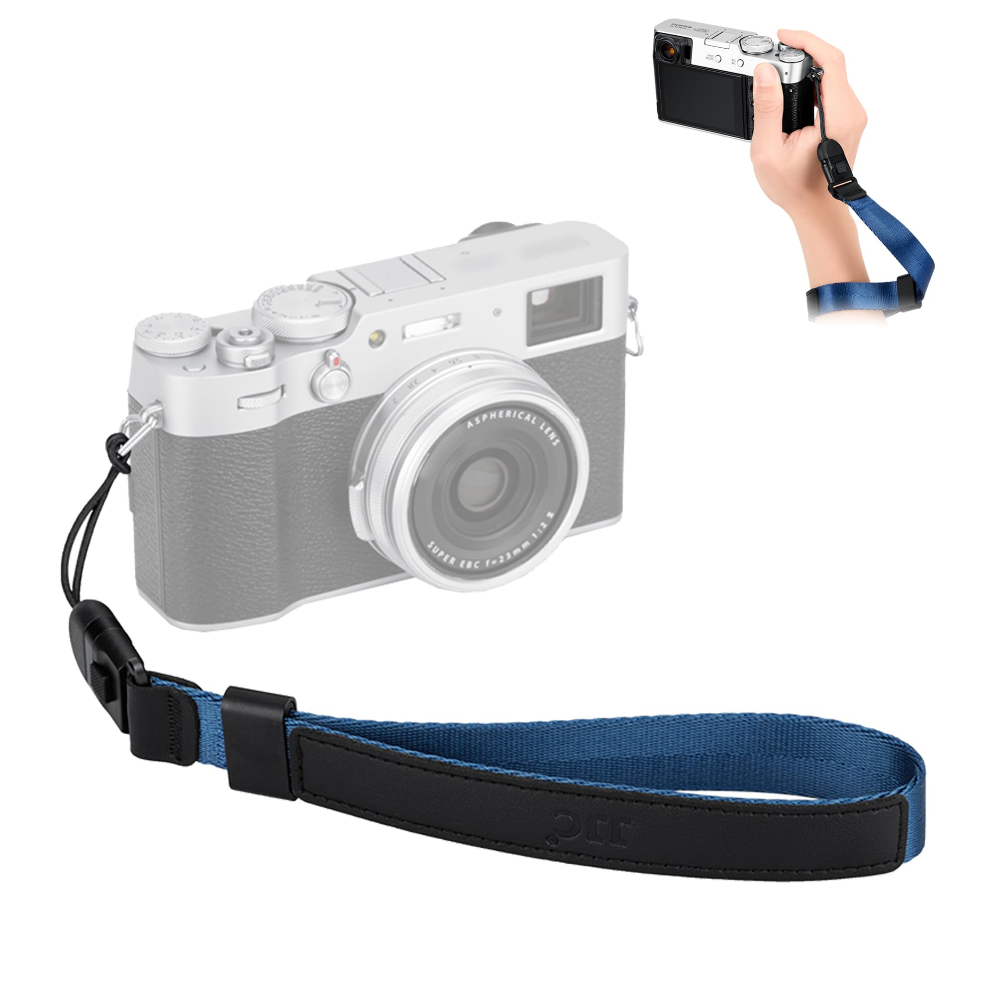 

JJC Camera Hand for Fuji Xhalf Sony Canon EOS PowerShot Nikon COOLPIX Lumix DSLR and Mirrorless Cameras Strap, Blue, XM5, X100VI, XT5, RX1RIII, синій