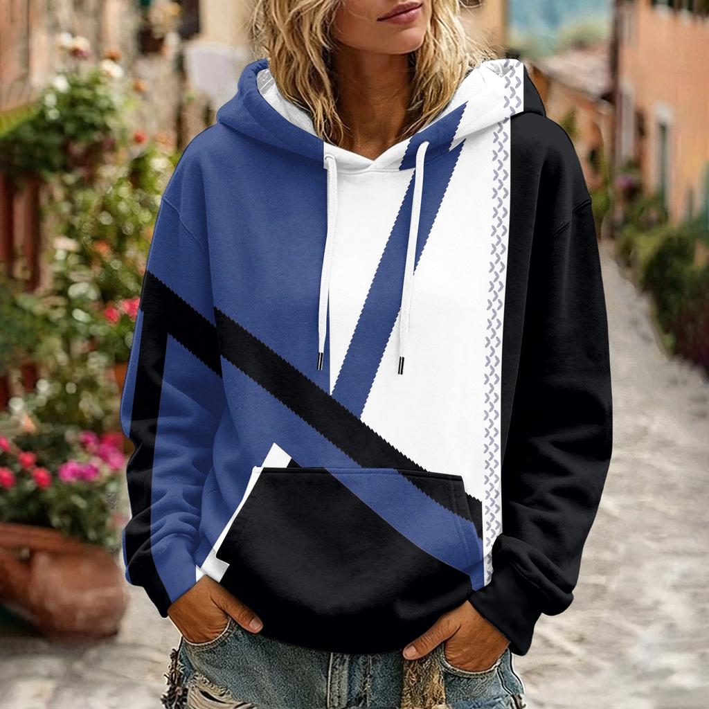 Women's Floral Print Long Sleeve Hoodie with and Pockets for Casual Wear