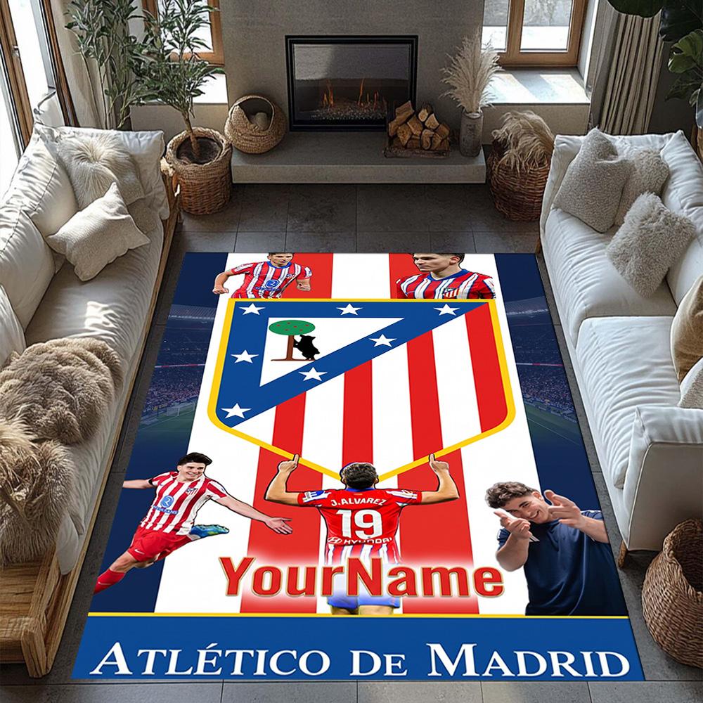 Atletico Madrid Customizable Name Carpet Design for Playrooms Dining Room Kitchen Study room Antislip Carpet Anime Office Decor Spiritual Gift