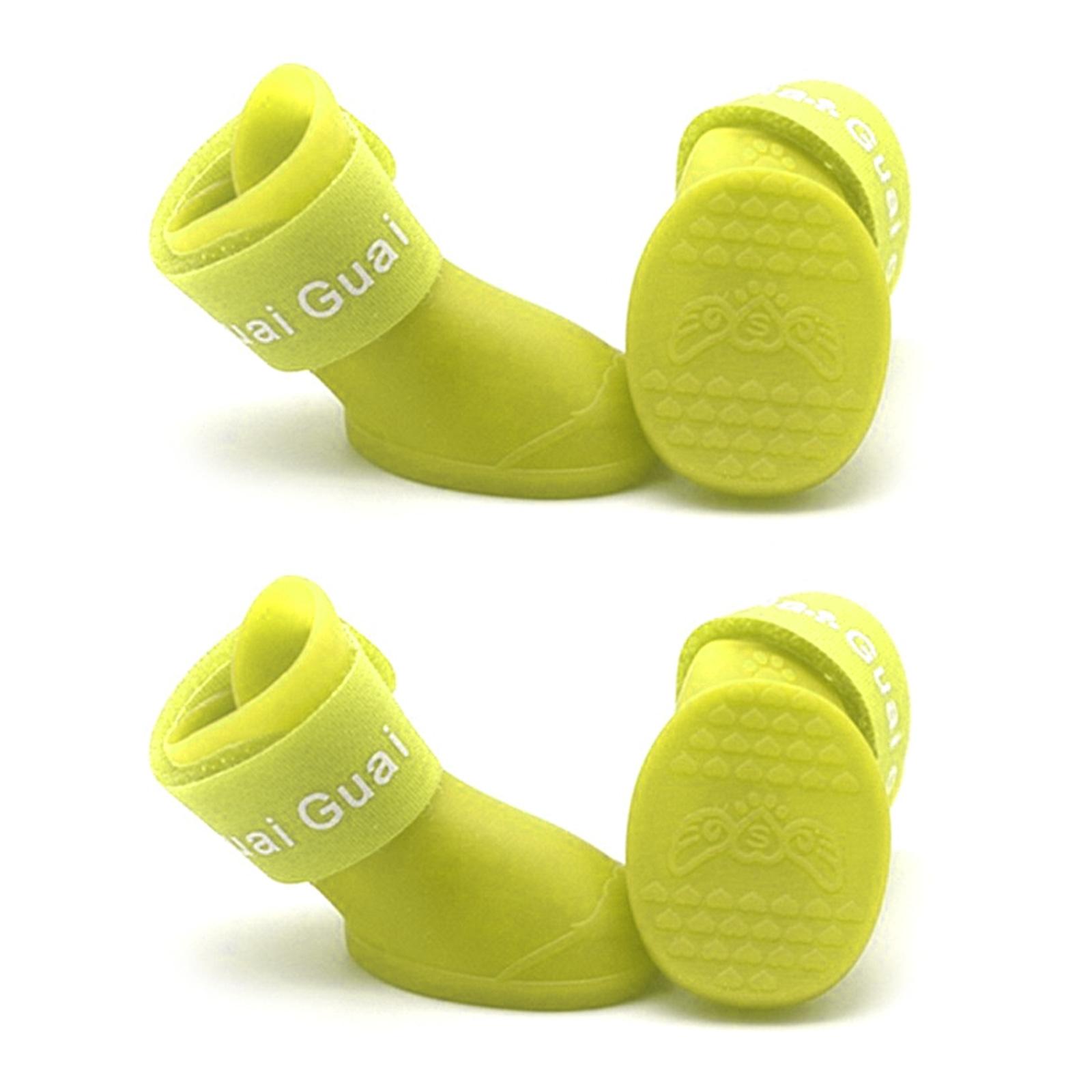 

Dog Shoes Anti-Slip Silicone Boots Paw Protector with Adjutable Strap Outdoor Walking Booties for Small & Medium Pets S жовтий