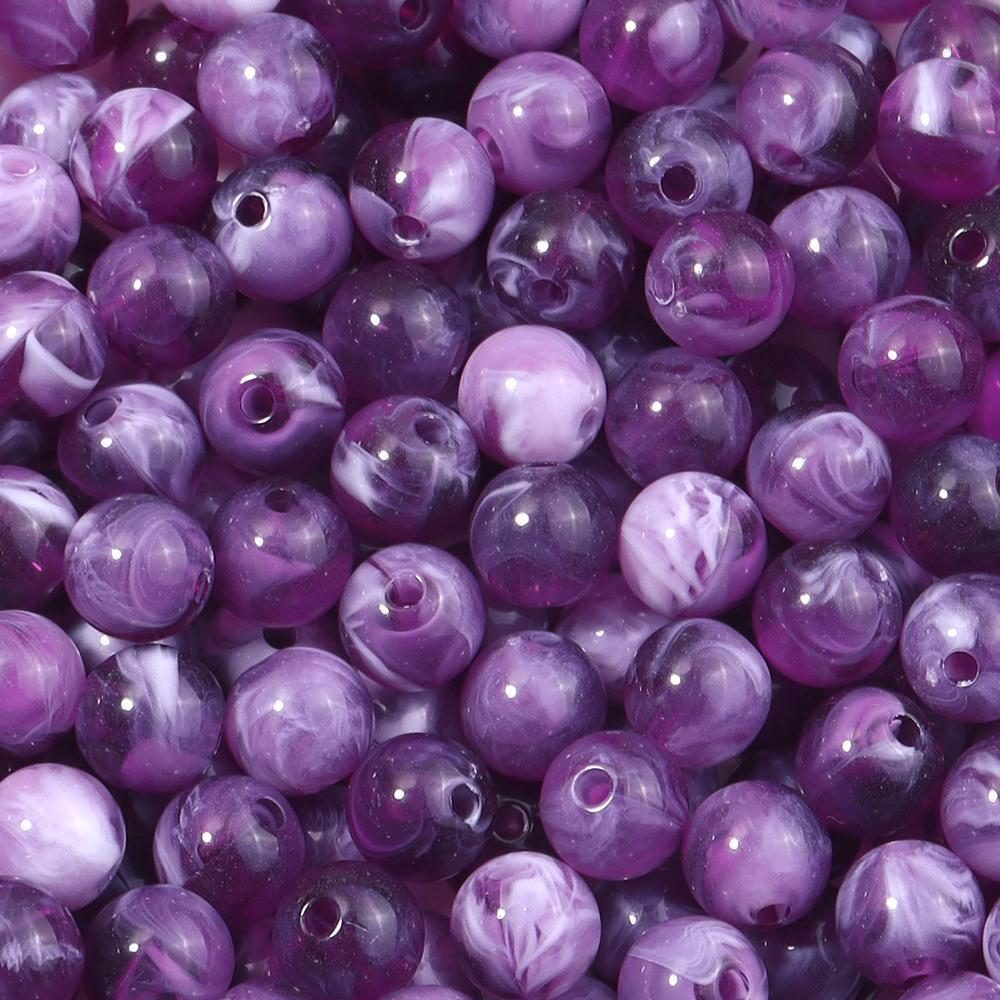 100pcs/lot 10mm Imitation Natural Stone Round Beads Dual Color Cloud Loose Spaced Acrylic Beads For DIY Charms Bracelet Earrings