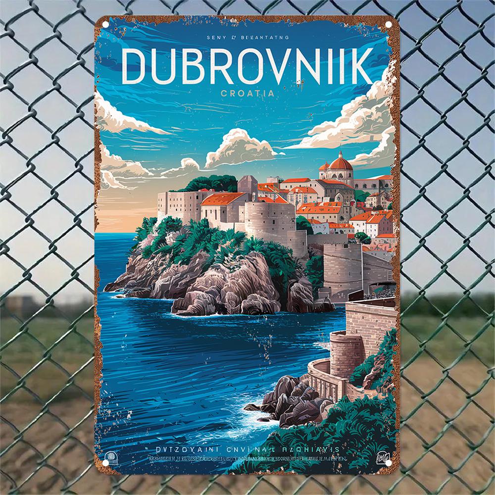 

Vintage Dubrovnik Croatia Metal Tin Sign - Aluminum Wall Art Plaque, Durable & Easy-to-Hang Decor - for Home, Office, or Ho 20x30cm（7.8x11.8inch）
