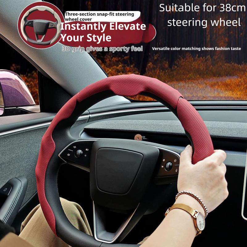 Car In Vehicle Nappa Leather Steering Wheel Cover Universal For Men And Women All Seasons Nonslip Sweatabsorbing Wearresistant