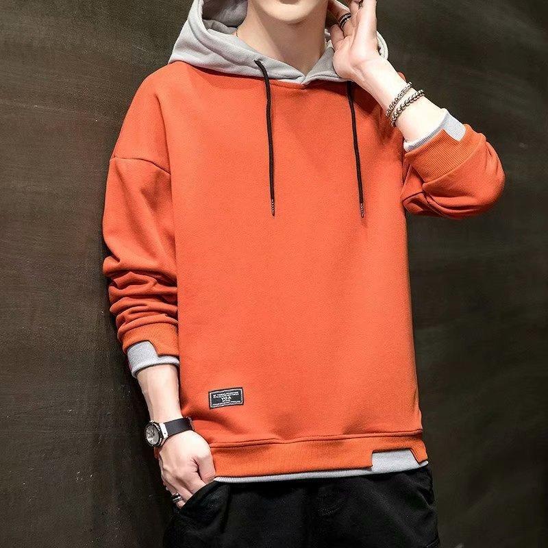 

Мужские осенние толстовки с капюшоном, однотонные повседневные толстовки с капюшоном, модная уличная толстовка с капюшоном для мужчин, пуловер размера плюс S оранжевый