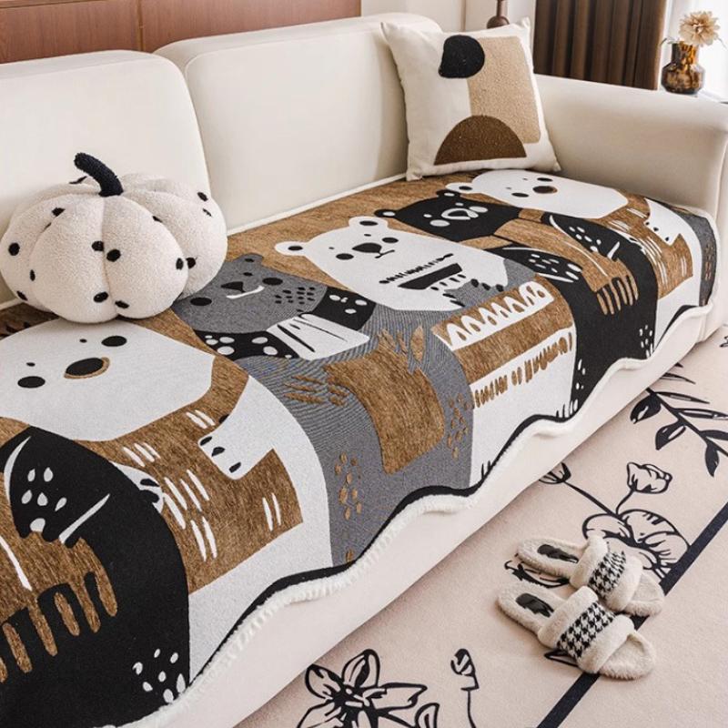 Chenille Material Irregular Sofa Cushion, with Protective Covers for Armchair, Loveseat, 3-seater Sofa, 4-seater Sofa, Living Room, Bedroom, Office