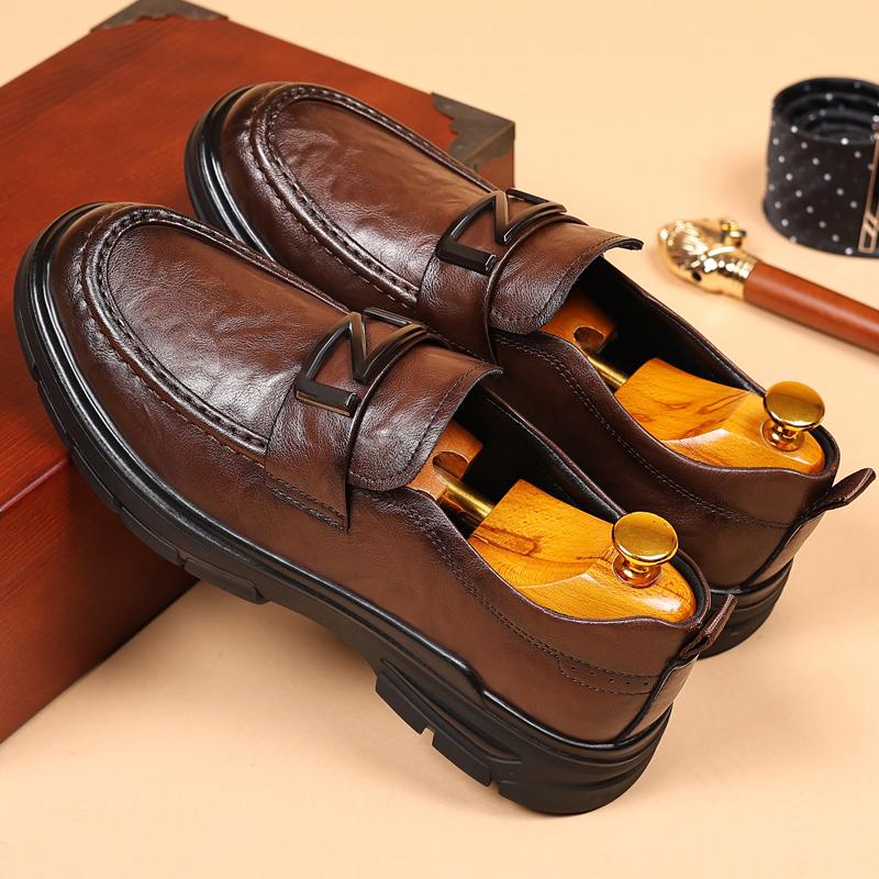 

Модная весна Новая мужская деловая Англия Повседневная кожаная обувь Обувь для вождения Дышащая Удобная Обувь слипоны Повседневная обувь Плоская подошва 44 коричневый