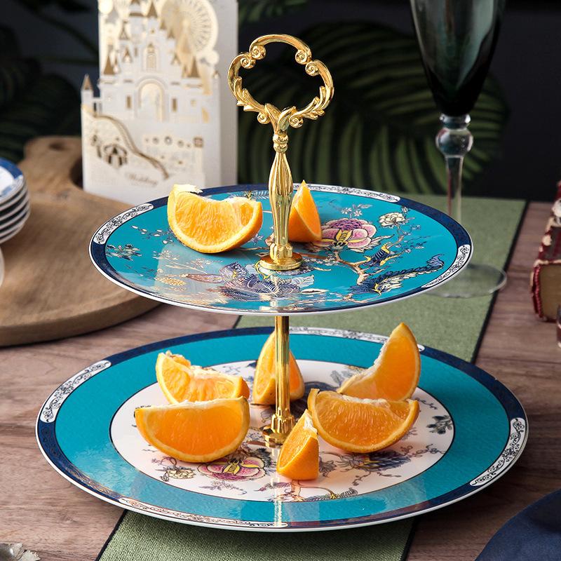 European Afternoon Tea Snack Rack Light Luxury Creative Snack Tableware Household Ceramic Tray Multi-Layer Snack Tray Candy Tray