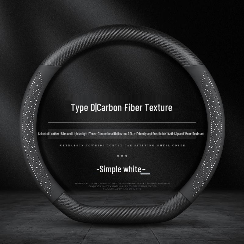 Universal Nappa Leather Steering Wheel Cover - Ultra-Thin, Anti-Slip, Breathable, Sweat-Absorbent for All Seasons