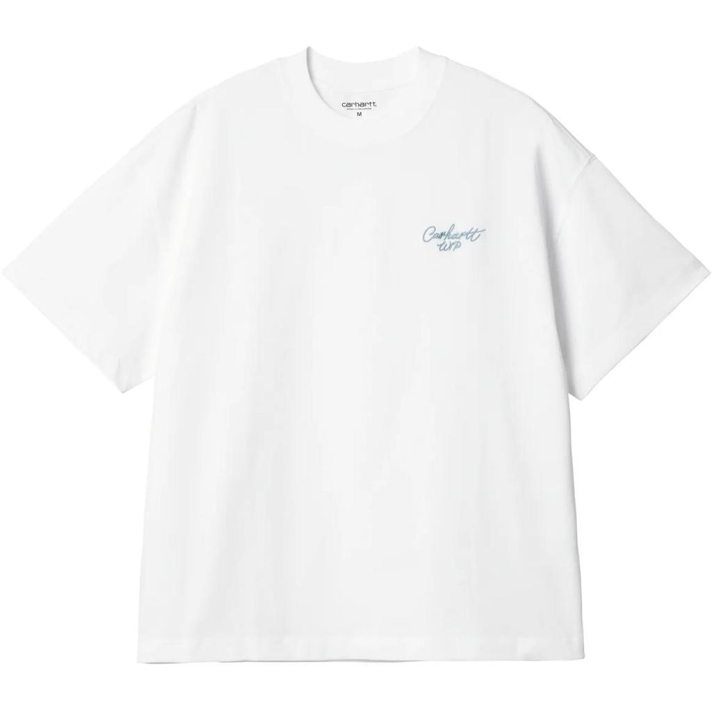 Carhartt WIP Logo Crew Neck Loose Fit Short Sleeve T-Shirt Men Tops White I033828-2JI-XX