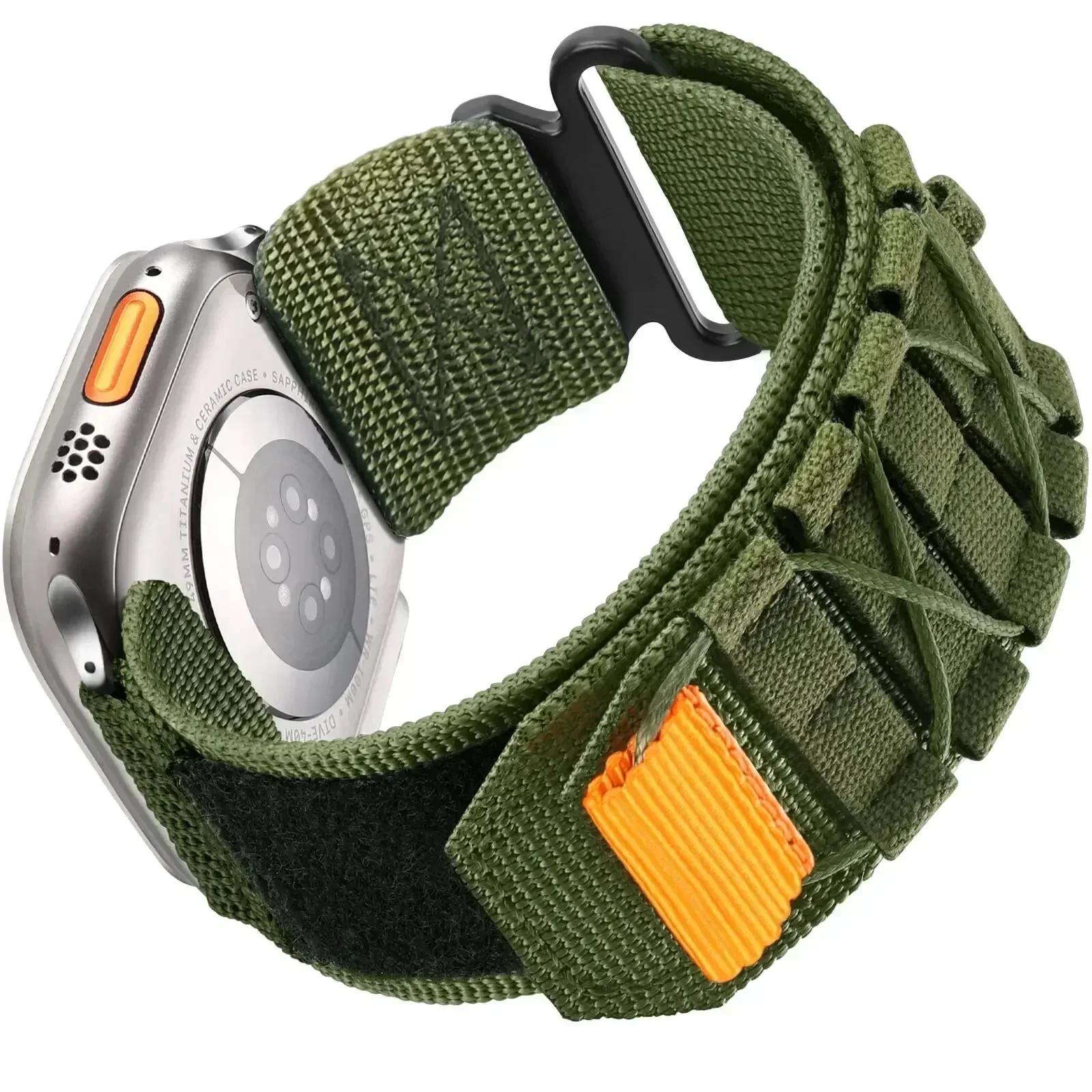 

Спортивный нейлоновый ремешок-петля для Apple Watch Ultra 3/2 49 мм 46 мм 42 мм 45 мм 44 мм 41 мм Ремешок Iwatch Серии 11 10 9 8 7 6 SE 5 4 Браслет 38mm or 40mm or 41mm армия зеленый