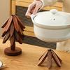 Wooden Trivets Tree Trivet Foldable Wood Christmas Tree Shaped Teapot Holder Tabletop Protection Hot Pot Coaster Table Mat