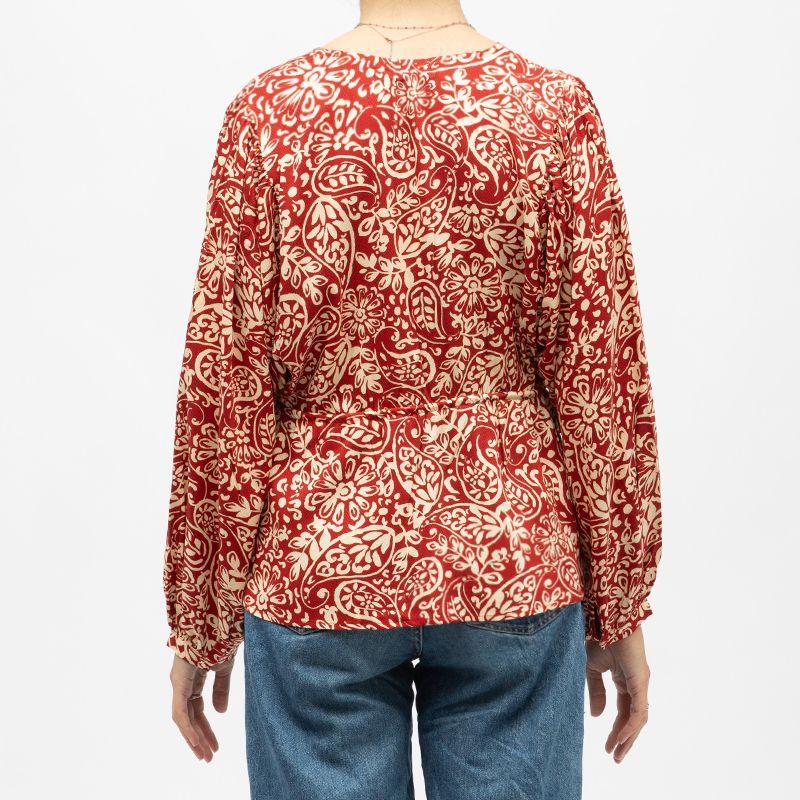 Blouse rouge col V motif cachemire berenice Femme LA PETITE ETOILE