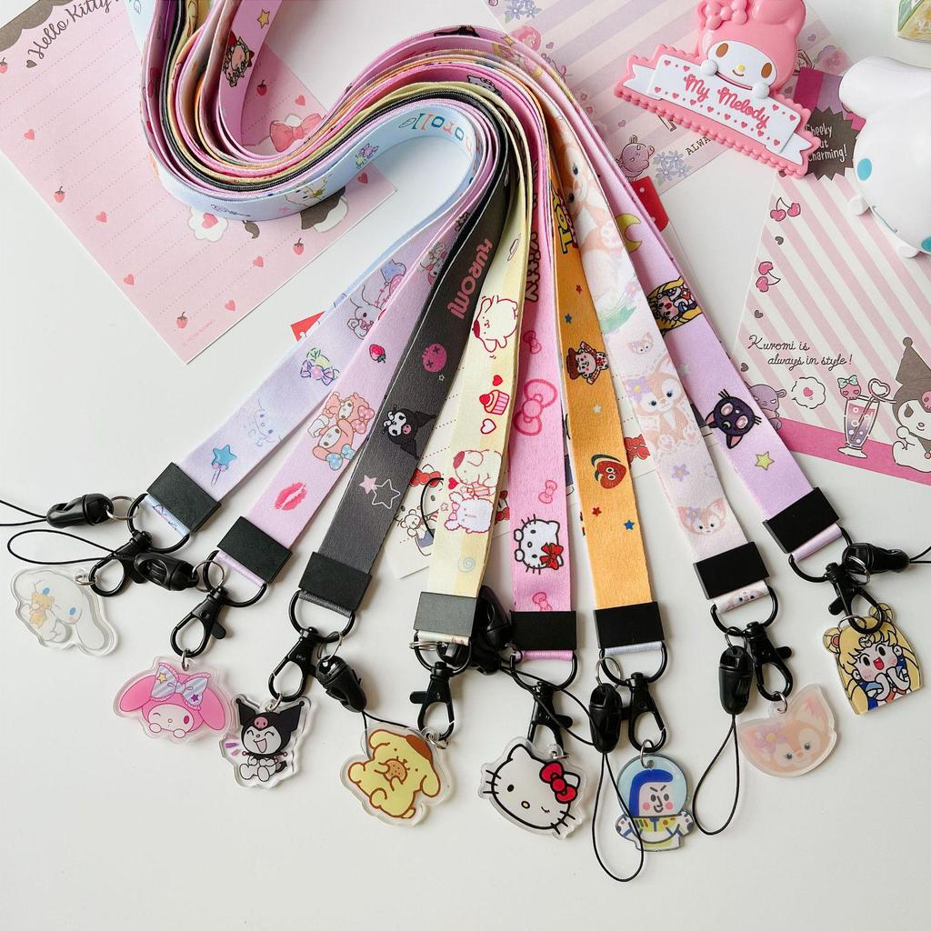 Cartoon Mobile Phone Lanyard with Cute Neck Strap, ID Badge & Meal Card Holder, Keychain Attachment