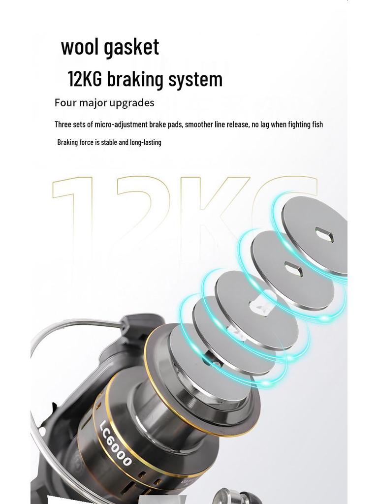 Large Capacity All-Metal Spinning Fishing Reel with Increased Beveled Spool