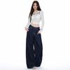 American retro wide-leg jeans women's autumn and winter new niche pocket design loose straight jeans