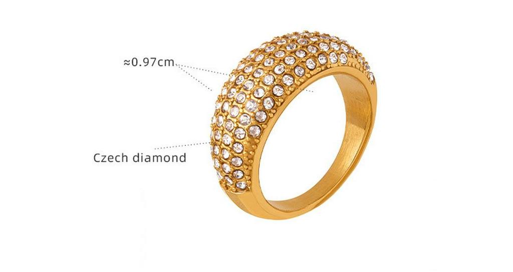 Luxury Gold-Plated Titanium Steel Ring with Full Rhinestone Star Design