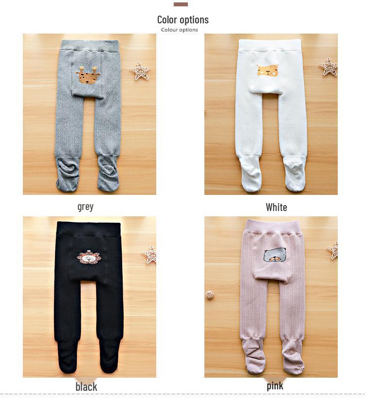 Infant & Girls' Cartoon Leggings: Thick, White, One-Piece Tights for Spring, Autumn, & Winter