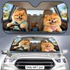 Pomeranian Couple Sun Visor Portable Car Windshield Sun Shade UV Protection and Heat Insulation for Front Window