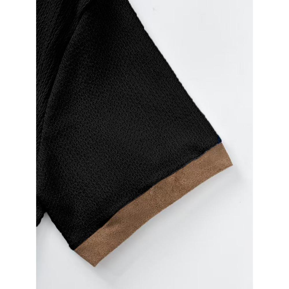 Men's Fashion Solid Polo Shirts Short Sleeve Turn-down Collar Soft Comfortable Simple T-shirt Top