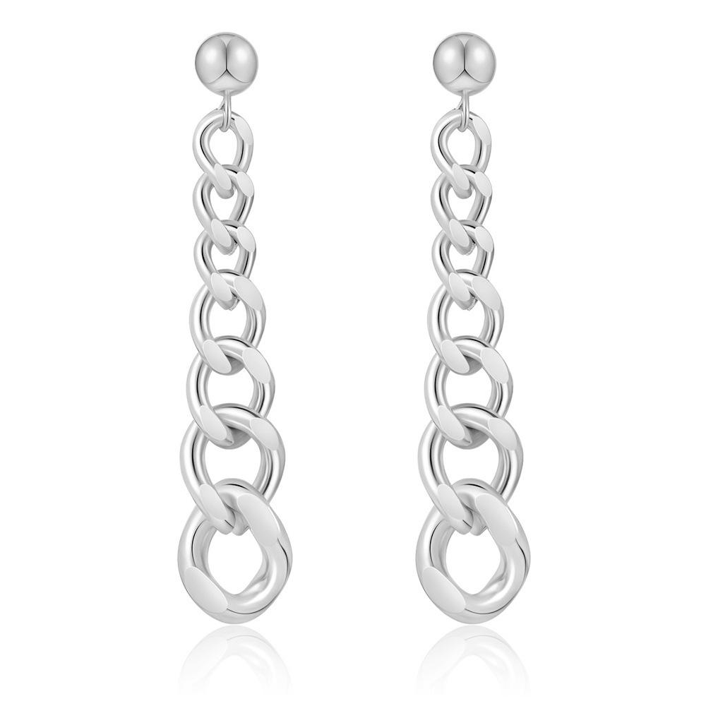 European & American Simple Stainless Steel Chain Earrings - 40MM Elegant Studs, Versatile & Stylish