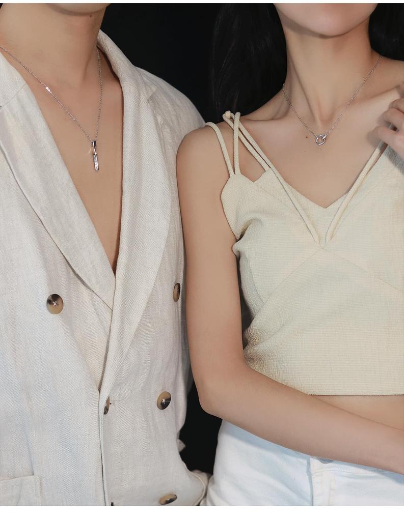 [kokoromilove] Couple's Matching Necklaces, Set of 2, Gift for Adults and High School Students, Sterling Silver 925
