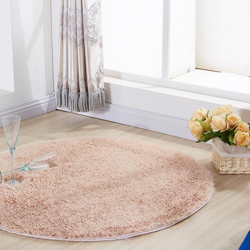 Silk Wool Round Rug Carpet Living Room Bedroom Bedside Floor Mat Tender Comfortable Simple Daily Warmth Various Colors Aesthetic