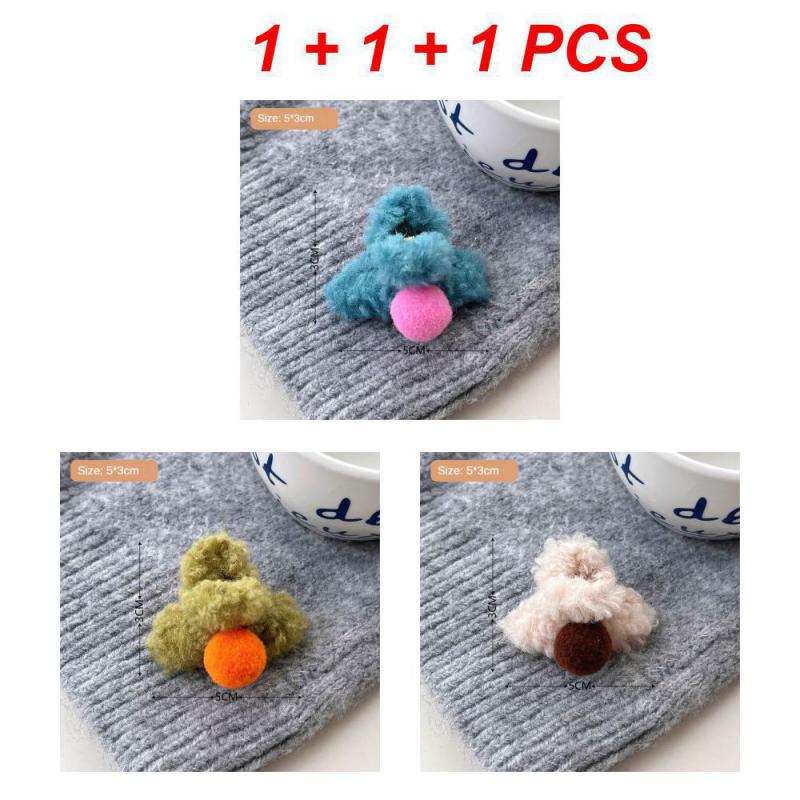1/2/3Pcs Plush Heart Hair Clips For Women Autumn Winter Fur Hair Crab Clip Elegant Shark Hair Claws Headwear Hair Accessories