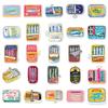 50 Hand-Painted Saury Stickers for Food, Graffiti, Refrigerator, and Phone Case Decoration - Waterproof and Creative.