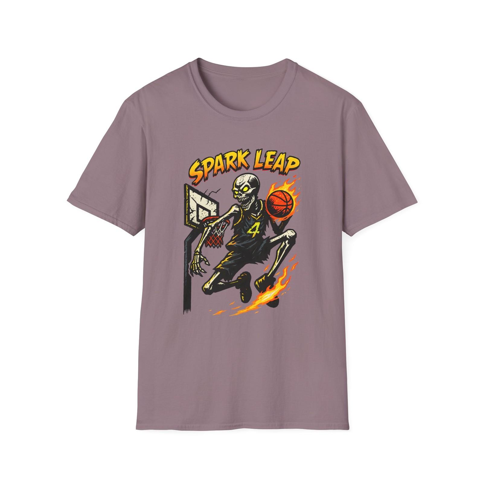 Unisex Softstyle T-Shirt Basketball Spark Leap Alien Skeleton Flames S