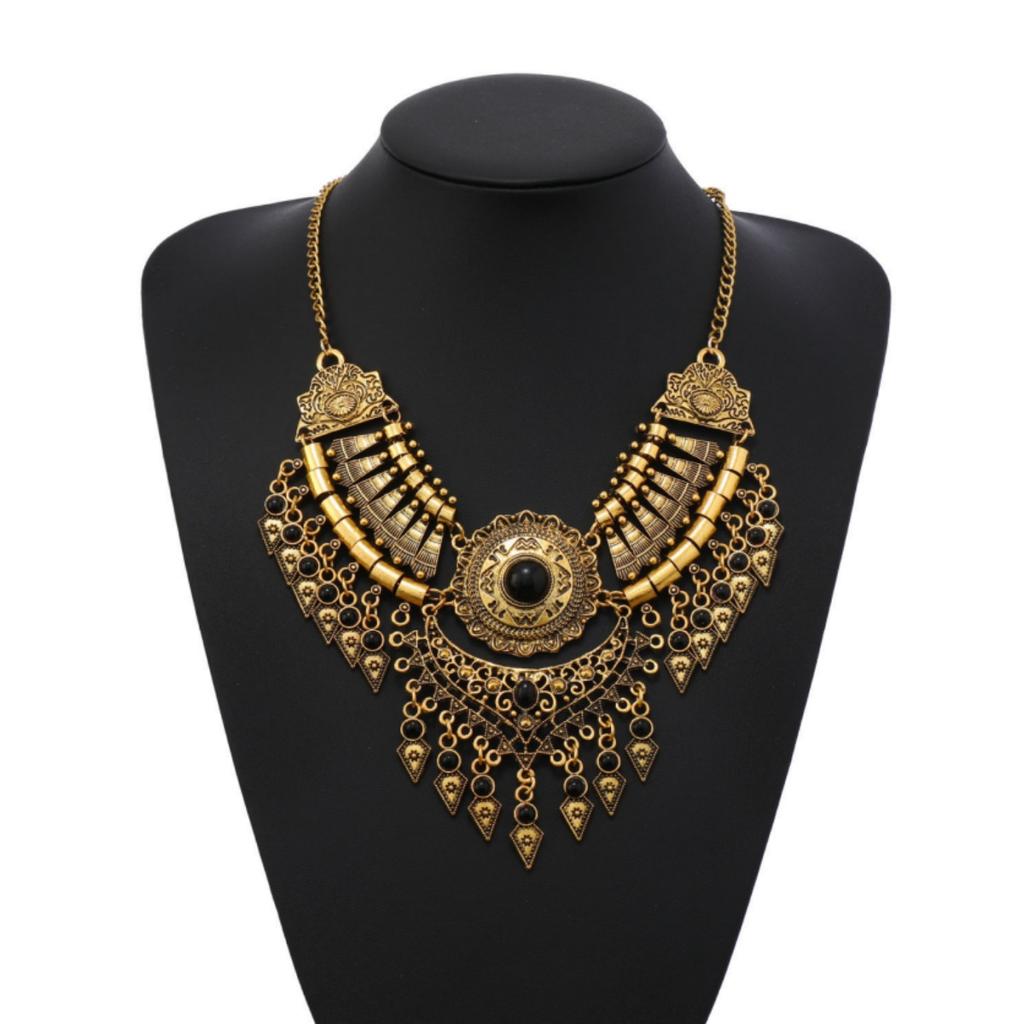 Ethnic European and American Retro Tassel Necklace Exaggerated Sweater Clavicle Chain