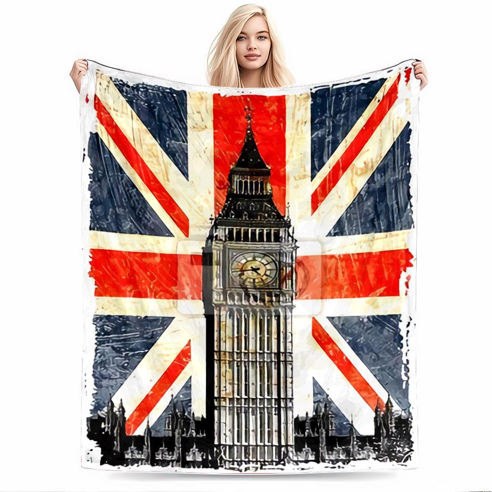 Union Jack and Big Ben Design for All Seasons Blanket Lunch Break Throw Gift