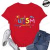 Brushstroke Autism Print Women's Streetwear T-Shirts Female T Shirts Autism Awareness Fashion Graphic Tees Tops Women Clothing