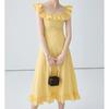 Stylish Dress Female Summer Square Collar Floral Skirt Beach Vacation Casual Dresses