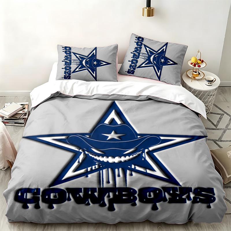 Ensemble 3 pièces Dallas Cowboys Parfait pour la chambre à coucher Ensemble de literie confortable comprenant une housse de couette et deux taies d'oreiller Idéal pour un anniversaire ou Noël