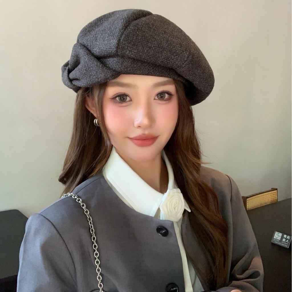 2025 Large Bow Beret for Women: Summer/Autumn Painter Style for Larger Head, Slim Face Effect