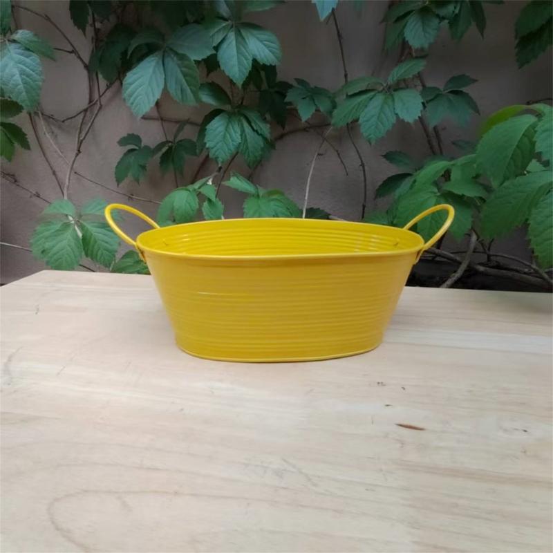 Contenitore Secchiello Fioriera Moderno in Metallo con Manici Design Impermeabile Adatto per Decorazione Piante in Multipli Colori 2 Pezzi