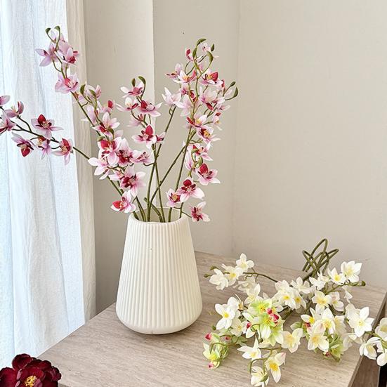 Sztuczny Kwiat Frezji 29.5 Cala Realistyczny Sztuczny Kwiat Storczyka Realistyczny w Dotyku Sztuczne Gałązki Phalaenopsis na Wesele Imprezę Wystrój Domu