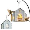 Church Shaped Metal Bird Feeder with Solar Light Hanging Outdoor Garden Yard Deck Decoration for Birds