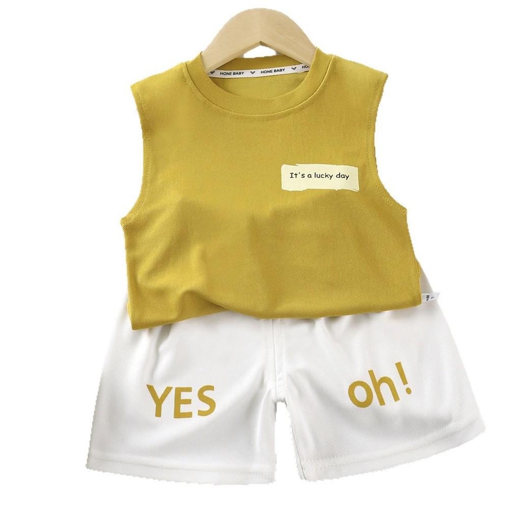 Summer Kids Cotton Vest Set With Letter Pattern For Toddler Boys Summer Wear
