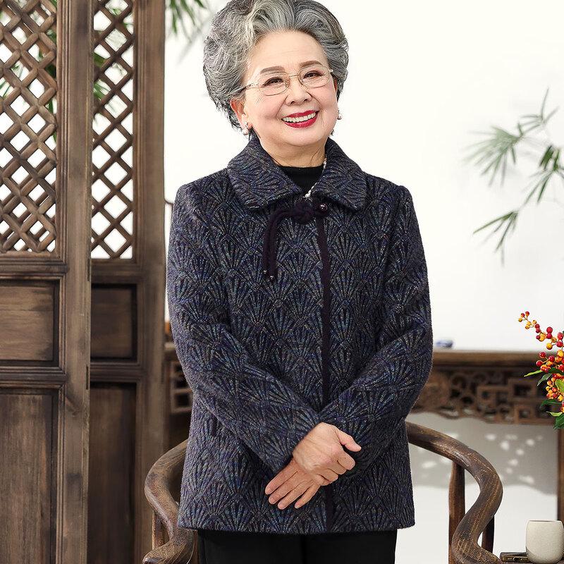 

YUZHAOLIN Women s Mid-Aged Elegant Wool Blend Padded Coat 3XL