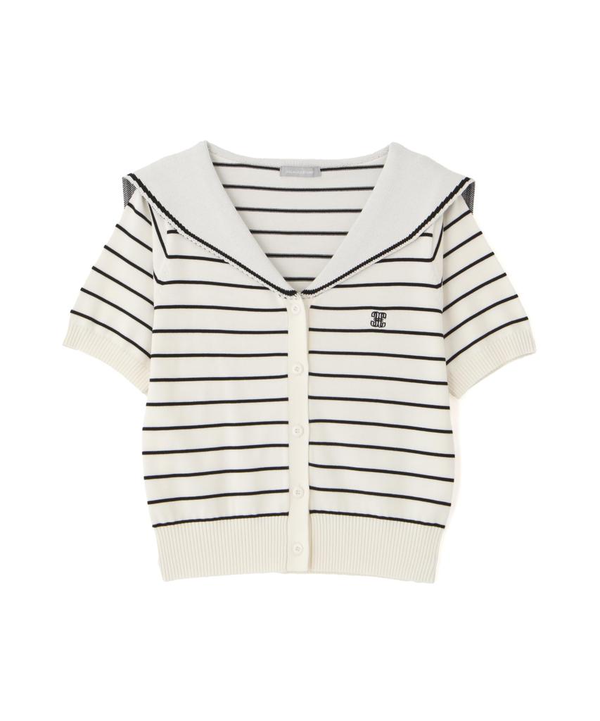 Jill by Jill Stuart Sailor Collar Knit in White and Black Stripes Women's