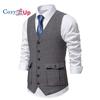Herringbone Mens Up Cozy Western Suit Vest Tweed Wool Blend Slim Fit Waistcoat