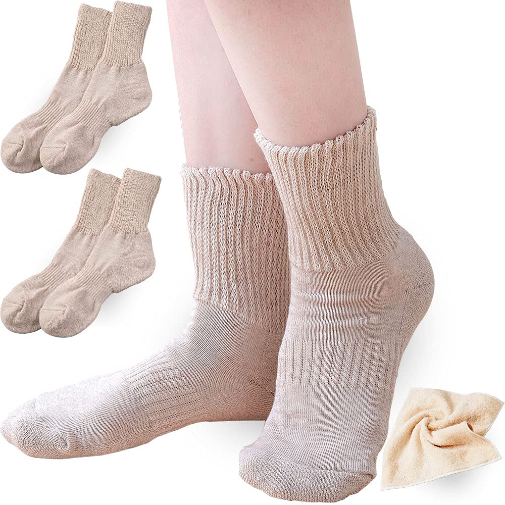 Camel Silk Made In Authentic Camelya Bonus Warm Natural Camel Cotton & Double-Knit Socks, Unisex, 2-Pair Set, Japan, Tennen-ya Product, Included,
