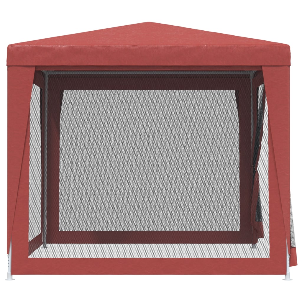 Party Tent with 4 Mesh Side Walls Red 2.5 X 2.5 M HDPE