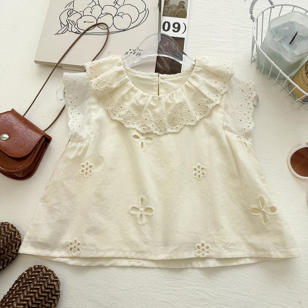 Summer Girls Lace Cami Top With Embroidered Flowers And Wide Leg Pants Set Stylish Two Piece Outfit For Kids