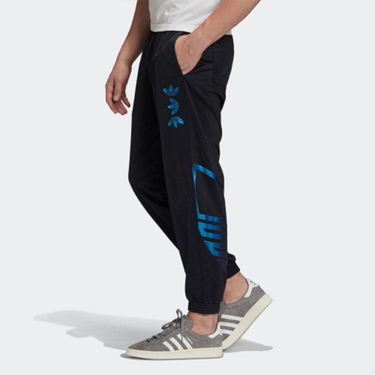 adidas Originals Zeno Track Pants With Logo Print Slim Fit Mid-Rise Knit Men Bottoms Black FS7331