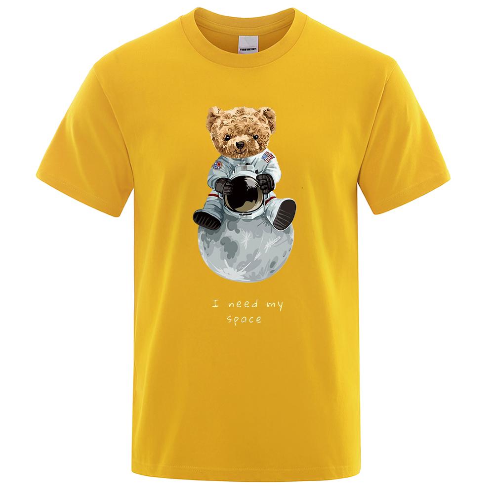 

Плюшевый мишка имитирует американского астронавта, женские футболки унисекс, свободные футболки, хлопковые удобные футболки, топы большого размера, уличная одежда 4XL