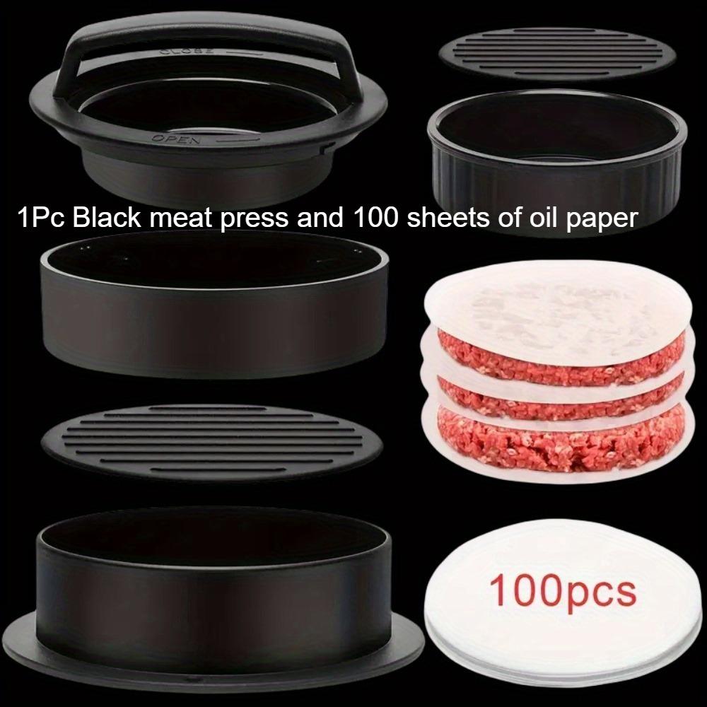 

2 Pcs/Set Non-Stick Burger Press Mold with 100 oilpaper,Perfect for BBQ,Beef and Small Burger Presses,Restaurant Kitchen Gadgets чорний