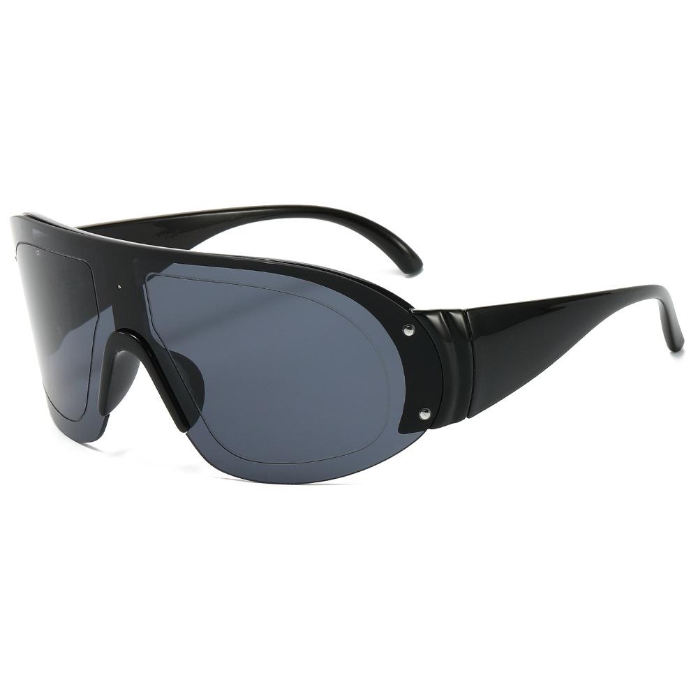 2024 Fashion Women Windproof Big Frame Sunglasses Sports Uv400 Oversize One Piece Lens Men Sunglasses